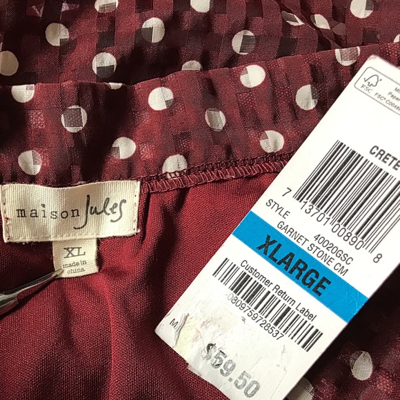 Maison Jules Skirt New With Tags Lightweight Lined Skirt Polka Dot Size XL - Picture 5 of 6